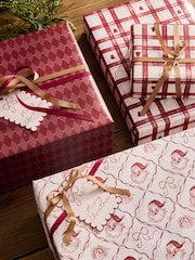 Set of 3 Red Holiday Cheer Christmas Wrapping Paper Set of 3, 3m Gift Tags and Ribbons Set - Image 2 of 4