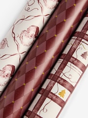 Set of 3 Red Holiday Cheer Christmas Wrapping Paper Set of 3, 3m Gift Tags and Ribbons Set - Image 4 of 4