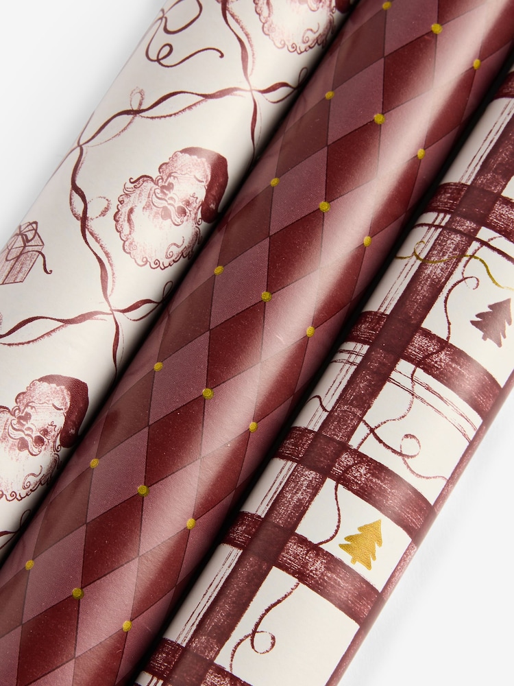 Set of 3 Red Holiday Cheer Christmas Wrapping Paper Set of 3, 3m Gift Tags and Ribbons Set - Image 4 of 4 Set of 3 Red Holiday Cheer Christmas Wrapping Paper Set of 3, 3m Gift Tags and Ribbons Set - Image 4 of 4