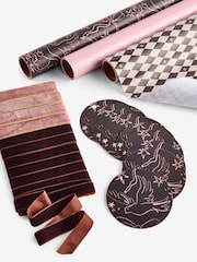 Set of 3 Pink and Chocolate Dove Christmas Wrapping Paper Luxury Set of 3, 3m Gift Tags and Ribbons Set - Image 1 of 2