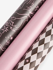 Set of 3 Pink and Chocolate Dove Christmas Wrapping Paper Luxury Set of 3, 3m Gift Tags and Ribbons Set - Image 2 of 2