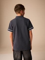 Charcoal Grey Zip Neck Short Sleeve Jersey Polo Shirt (3-16yrs) - Image 3 of 4