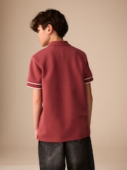 Rust Brown Zip Neck Short Sleeve Jersey Polo Shirt (3-16yrs) - Image 3 of 8