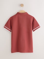 Rust Brown Zip Neck Short Sleeve Jersey Polo Shirt (3-16yrs) - Image 6 of 8