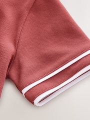 Rust Brown Zip Neck Short Sleeve Jersey Polo Shirt (3-16yrs) - Image 8 of 8