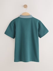 Green Zip Neck Short Sleeve Jersey Polo Shirt (3-16yrs) - Image 2 of 4