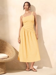 Lipsy Yellow Petite Strappy Jersey Stripe Midi Dress - Image 1 of 4