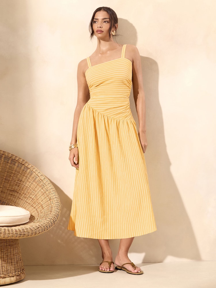 Lipsy Yellow Petite Strappy Jersey Stripe Midi Dress - Image 1 of 4