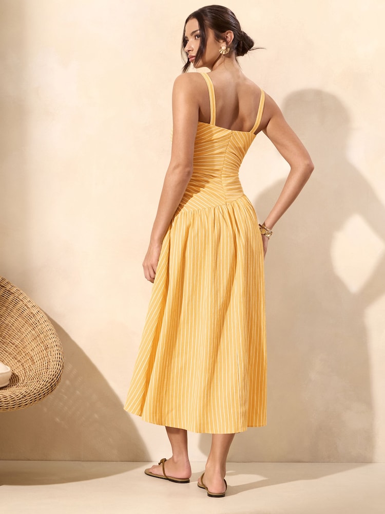 Lipsy Yellow Petite Strappy Jersey Stripe Midi Dress - Image 4 of 4