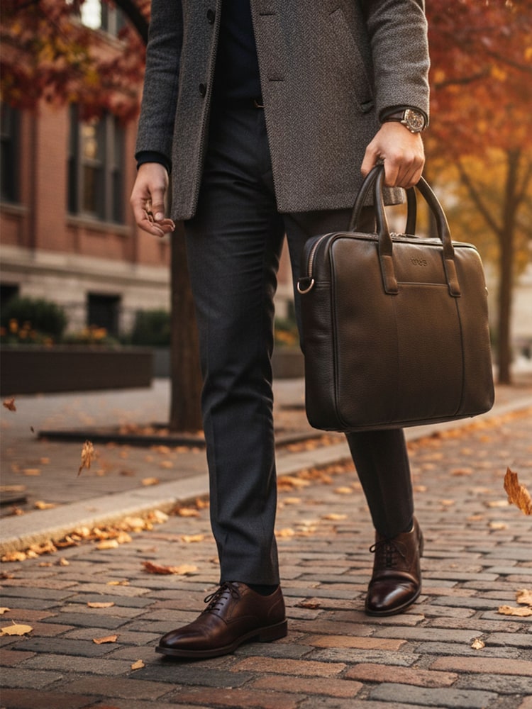 Crno - Torba sa ručkama za laptop od prave kože - Slika 1 od 5 Crno - Torba sa ručkama za laptop od prave kože - Slika 1 od 5