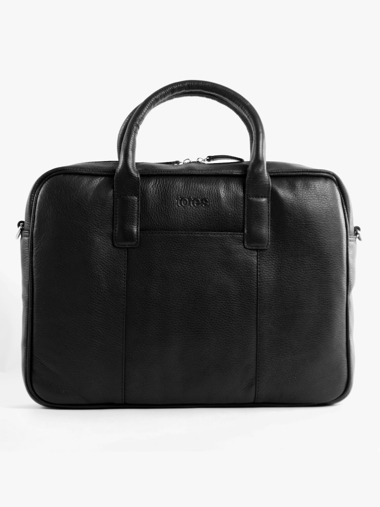 Crno - Torba sa ručkama za laptop od prave kože - Slika 2 od 5 Crno - Torba sa ručkama za laptop od prave kože - Slika 2 od 5