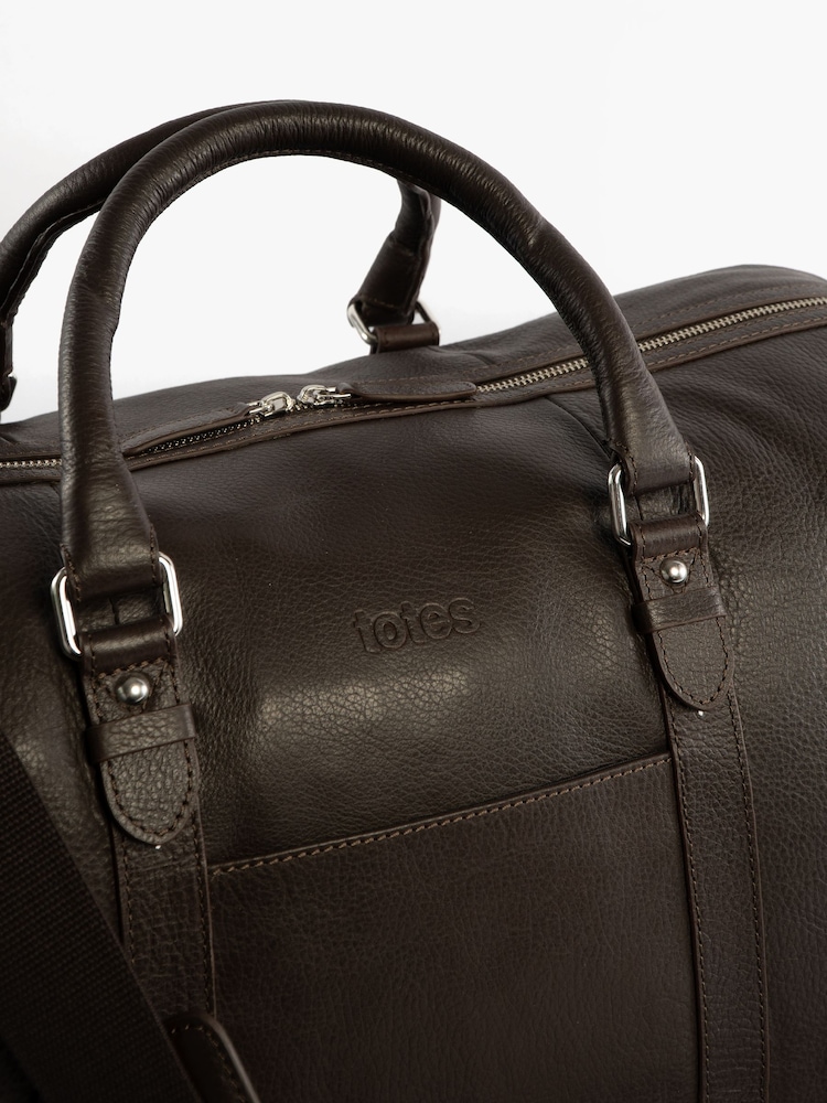 Totes Brown Genuine Leather Weekender Bag - Image 5 of 5