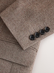 Neutral Double Breasted Loose Fit Wool Blend Flannel Suit Jacket - Image 10 of 10