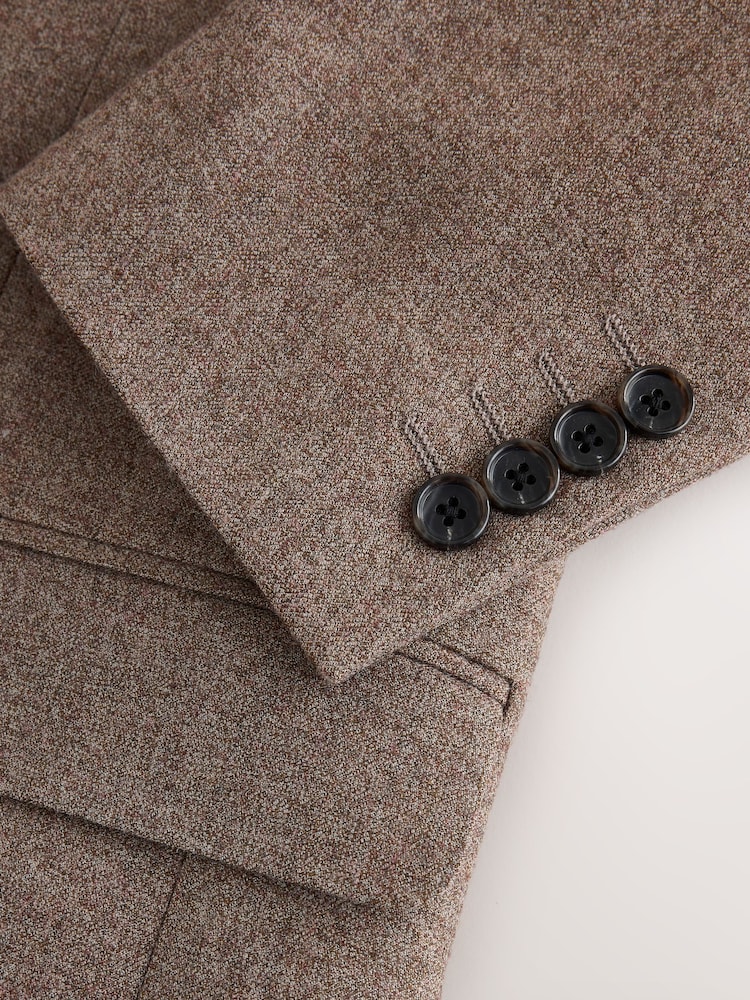 Neutral Double Breasted Loose Fit Wool Blend Flannel Suit Jacket - Image 10 of 10