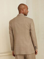 Neutral Double Breasted Loose Fit Wool Blend Flannel Suit Jacket - Image 3 of 4