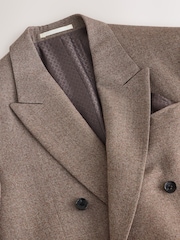 Neutral Double Breasted Loose Fit Wool Blend Flannel Suit Jacket - Image 7 of 10