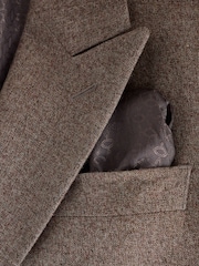 Neutral Double Breasted Loose Fit Wool Blend Flannel Suit Jacket - Image 9 of 10