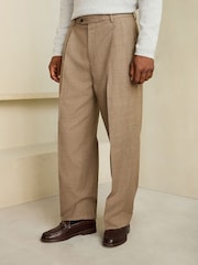 Neutral Loose Fit Wool Blend Flannel Suit Trousers - Image 1 of 4