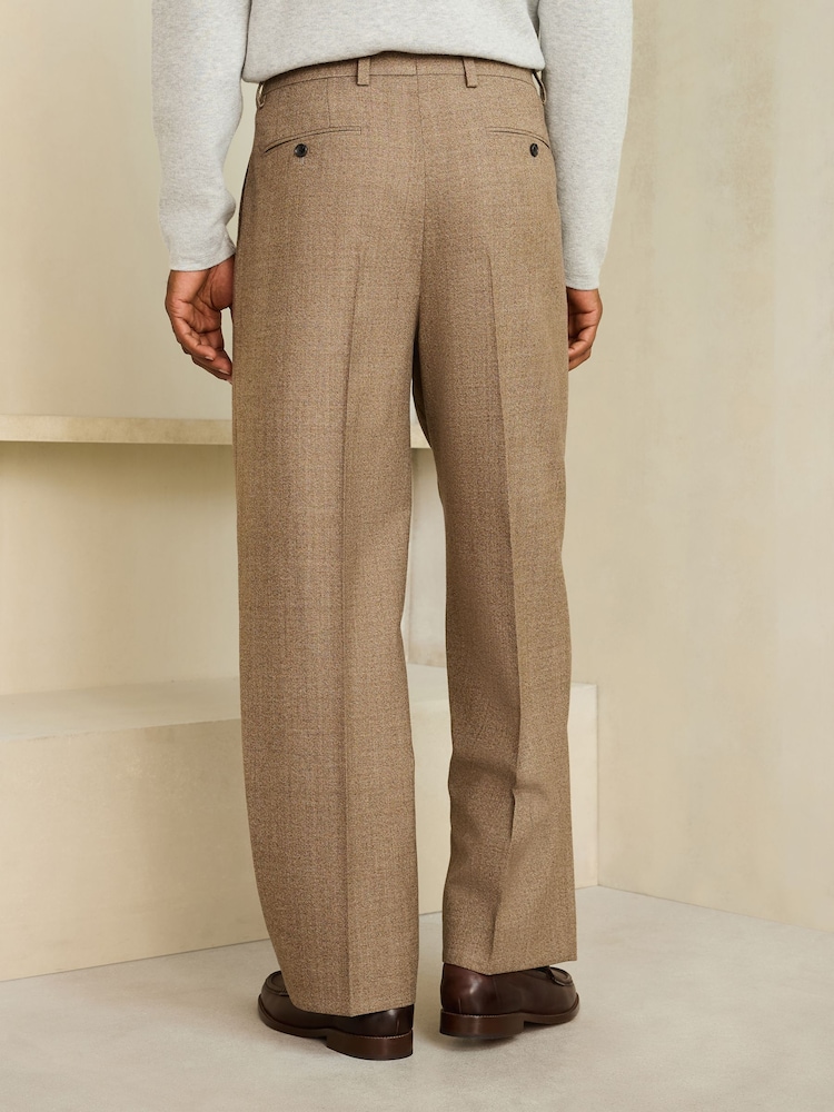 Neutral Loose Fit Wool Blend Flannel Suit Trousers - Image 2 of 4