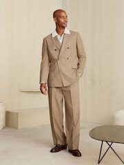 Neutral Loose Fit Wool Blend Flannel Suit Trousers - Image 3 of 4