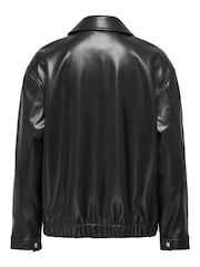 ONLY Collared Faux Leather Bomber Jacket - 7的图像7｝