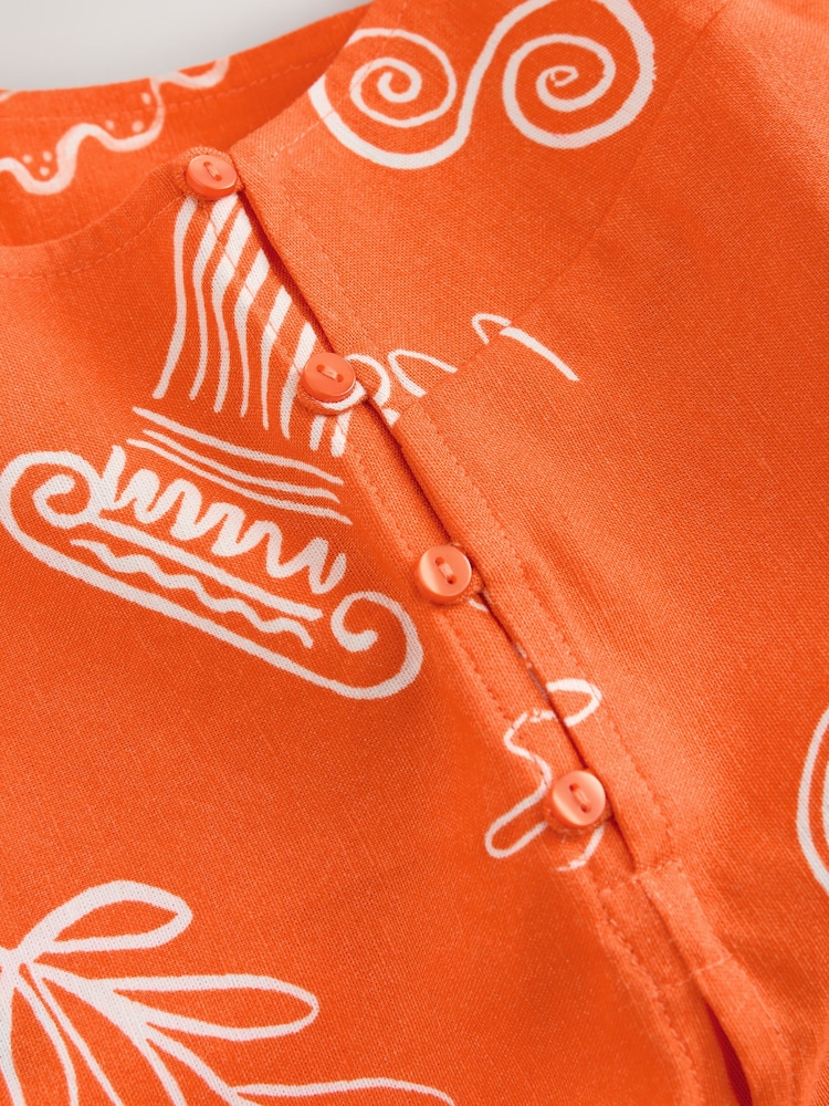 Orange Print Long Line Cami Top with Linen - Image 7 of 7 Orange Print Long Line Cami Top with Linen - Image 7 of 7