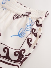 Ecru/Brown Border Print Shorts with Linen - Image 6 of 7