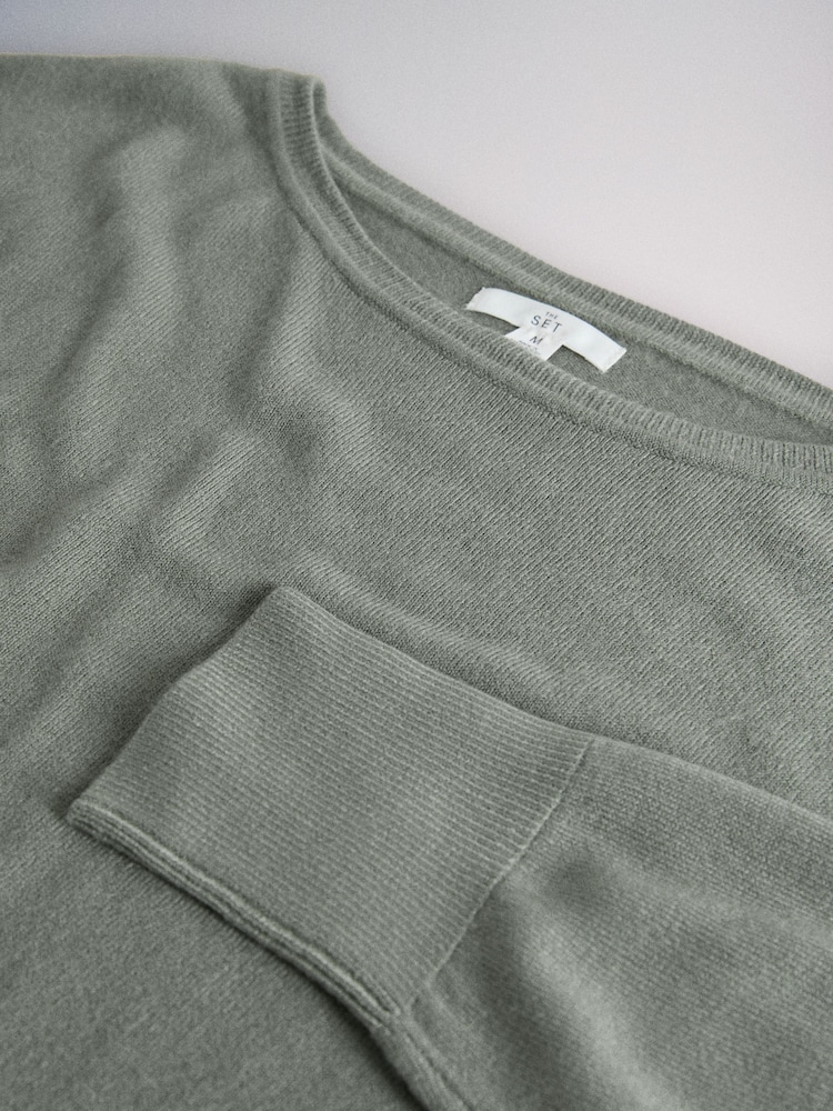 Brown Stripe/Pink/Sage Green - The Set Knitted Slash Neck Jumpers 3 Pack - 11 paveikslėlis iš 11