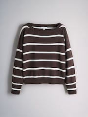 Brown Stripe/Pink/Sage Green - The Set Knitted Slash Neck Jumpers 3 Pack - 8 paveikslėlis iš 11