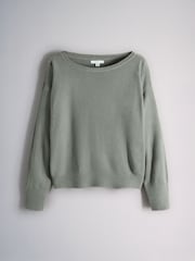 Brown Stripe/Pink/Sage Green - The Set Knitted Slash Neck Jumpers 3 Pack - 9 paveikslėlis iš 11