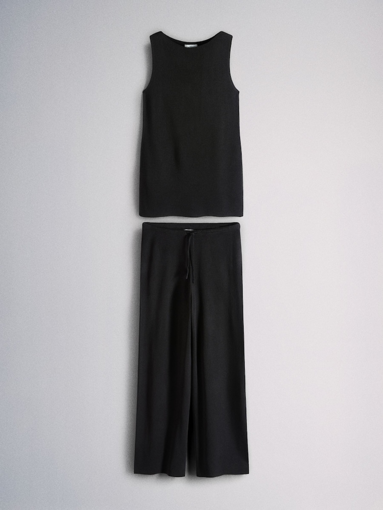 The Set Sleeveless Vest and Trousers Knitted Co-Ord Set Black - Image 2 of 15