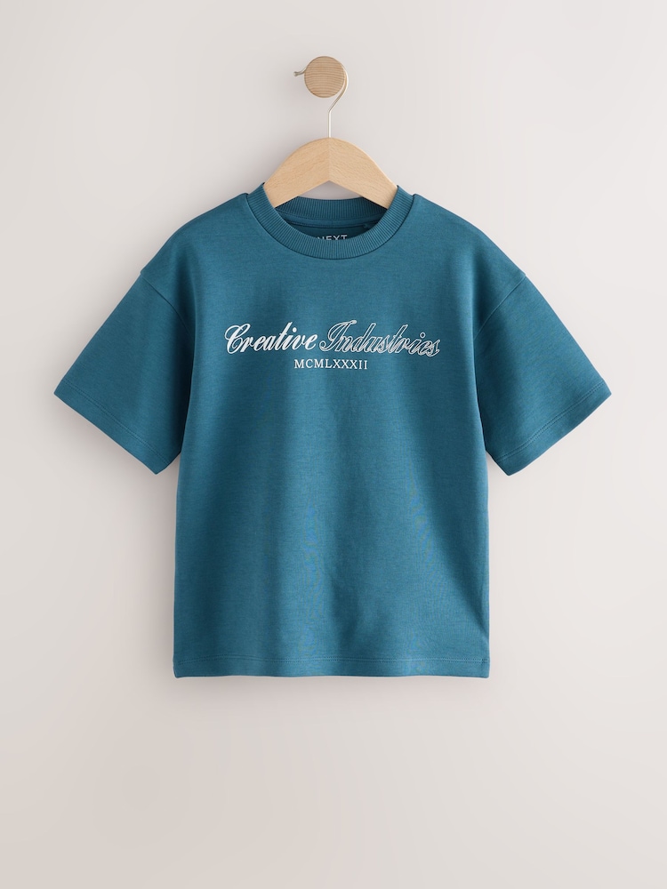 Teal Blue Graphic Heavyweight Short Sleeve T-Shirt (3-16yrs) - Image 1 of 4
