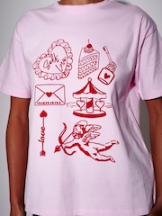 South Beach Pink Self Love Graphic Oversized T-Shirt - Image 2 of 4