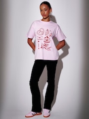 South Beach Pink Self Love Graphic Oversized T-Shirt - Image 3 of 4