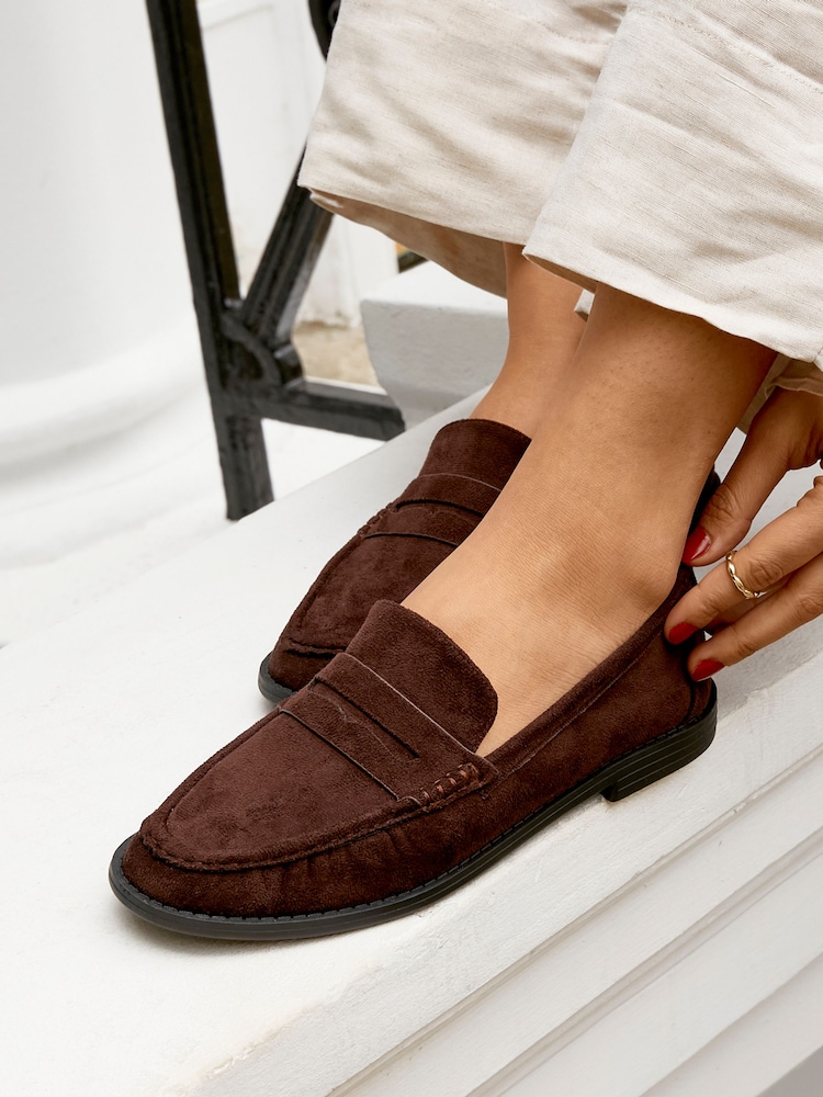 Linzi Brown Precise Classic Loafers With Front Tab - Image 1 of 5 Linzi Brown Precise Classic Loafers With Front Tab - Image 1 of 5