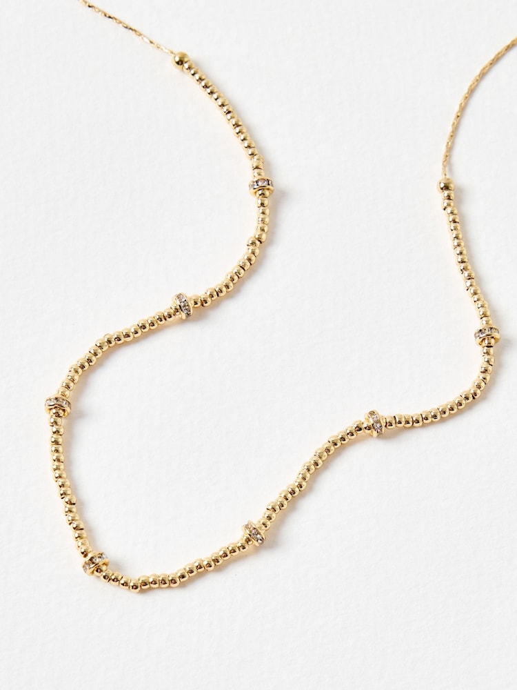 Oliver Bonas Gold Tone Becci Ball & Stone Chain Necklace - Image 2 of 4