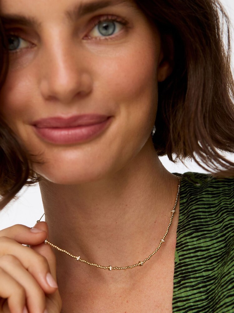 Oliver Bonas Gold Tone Becci Ball & Stone Chain Necklace - Image 4 of 4