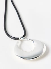 Oliver Bonas Silver Tone Flo Large Teardrop Cord Necklace - Image 1 of 4