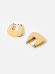 Oliver Bonas Gold Tone Charlotte Stainless Steel Waterproof Square Statement Earrings - Image 4 of 6