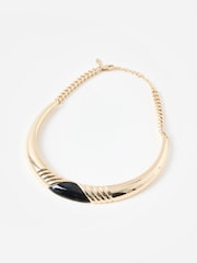 Oliver Bonas Black Aldena Enamel Chunky Torque Short Necklace - Image 2 of 4