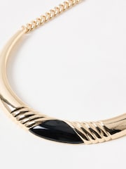 Oliver Bonas Black Aldena Enamel Chunky Torque Short Necklace - Image 4 of 4