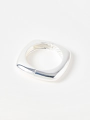 Oliver Bonas Silver Tone Casey Curved Shiny Square Bangle - Image 1 of 3