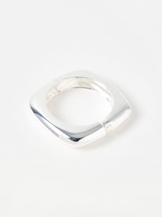 Oliver Bonas Silver Tone Casey Curved Shiny Square Bangle - Image 2 of 3