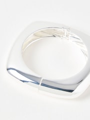 Oliver Bonas Silver Tone Casey Curved Shiny Square Bangle - Image 3 of 3