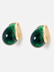 Oliver Bonas Green Reya Resin Teardrop Statement Earrings - Image 1 of 5