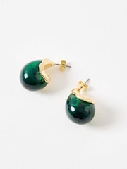 Oliver Bonas Green Reya Resin Teardrop Statement Earrings - Image 2 of 5