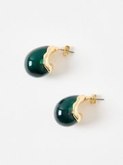 Oliver Bonas Green Reya Resin Teardrop Statement Earrings - Image 3 of 5