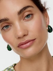 Oliver Bonas Green Reya Resin Teardrop Statement Earrings - Image 5 of 5