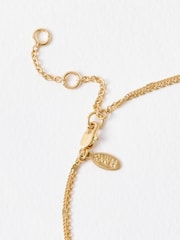 Oliver Bonas Green Claire Molten Charms Gold Toned Layered Necklace - Image 3 of 4