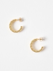 Oliver Bonas Gold Tone Nella Textured Twist Hoop Earrings - Image 2 of 5